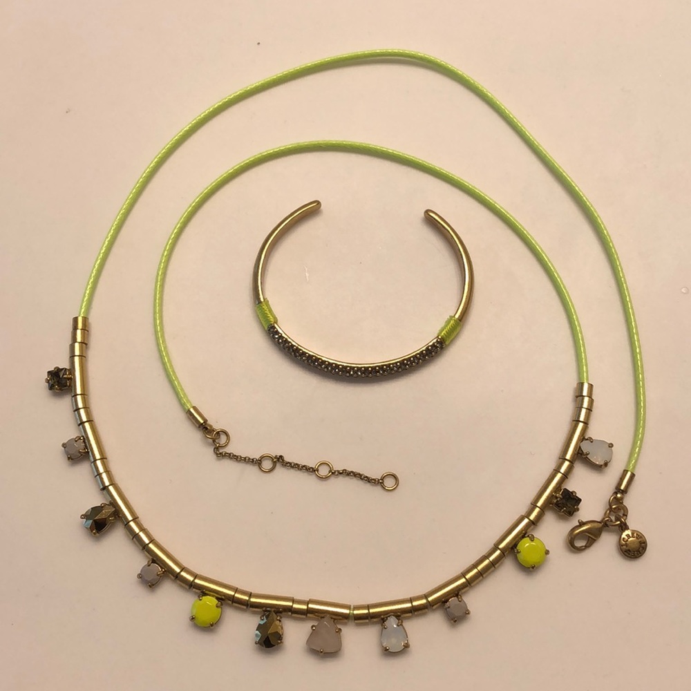 J crew neon necklace and bangle